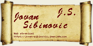 Jovan Sibinović vizit kartica